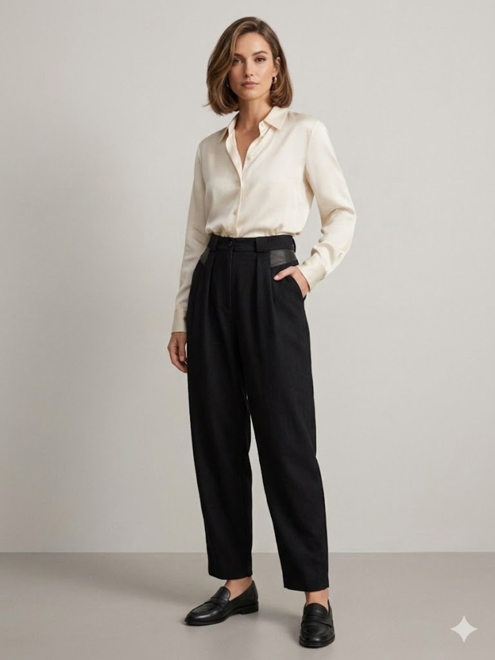 Vintage LOOKS Black Pleated Wool Trousers – Made in Canada